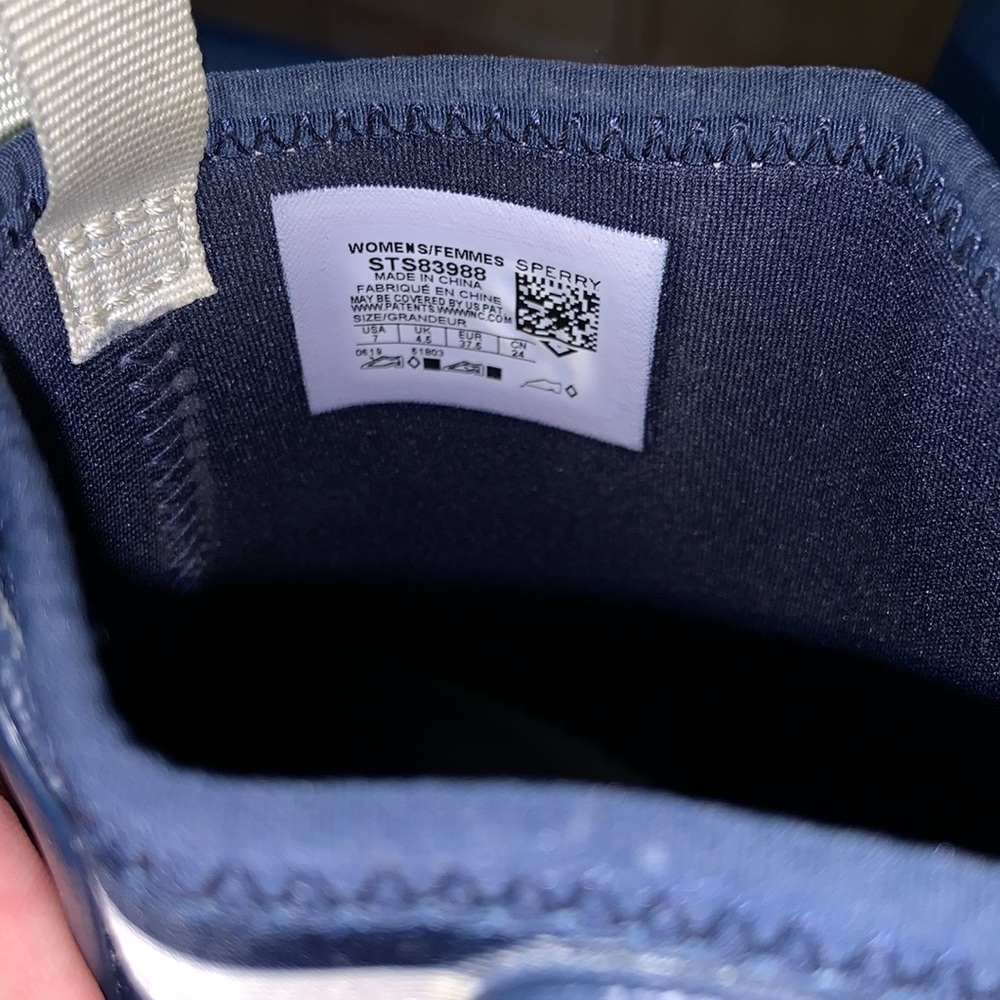 SPERRY SALTWATER CHELSEA navy white stripes deck boots ankle height pull on 7 - Picture 5 of 8